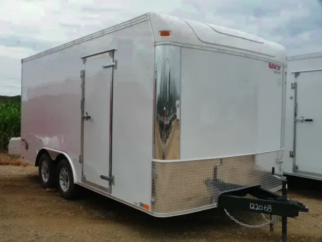16ft  Flat Front White Cargo Trailer-3500lb Axles