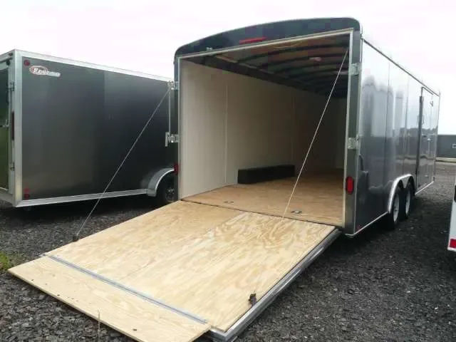 Charcoal 20ft V-Nose Cargo Trailer  - White Finished Walls