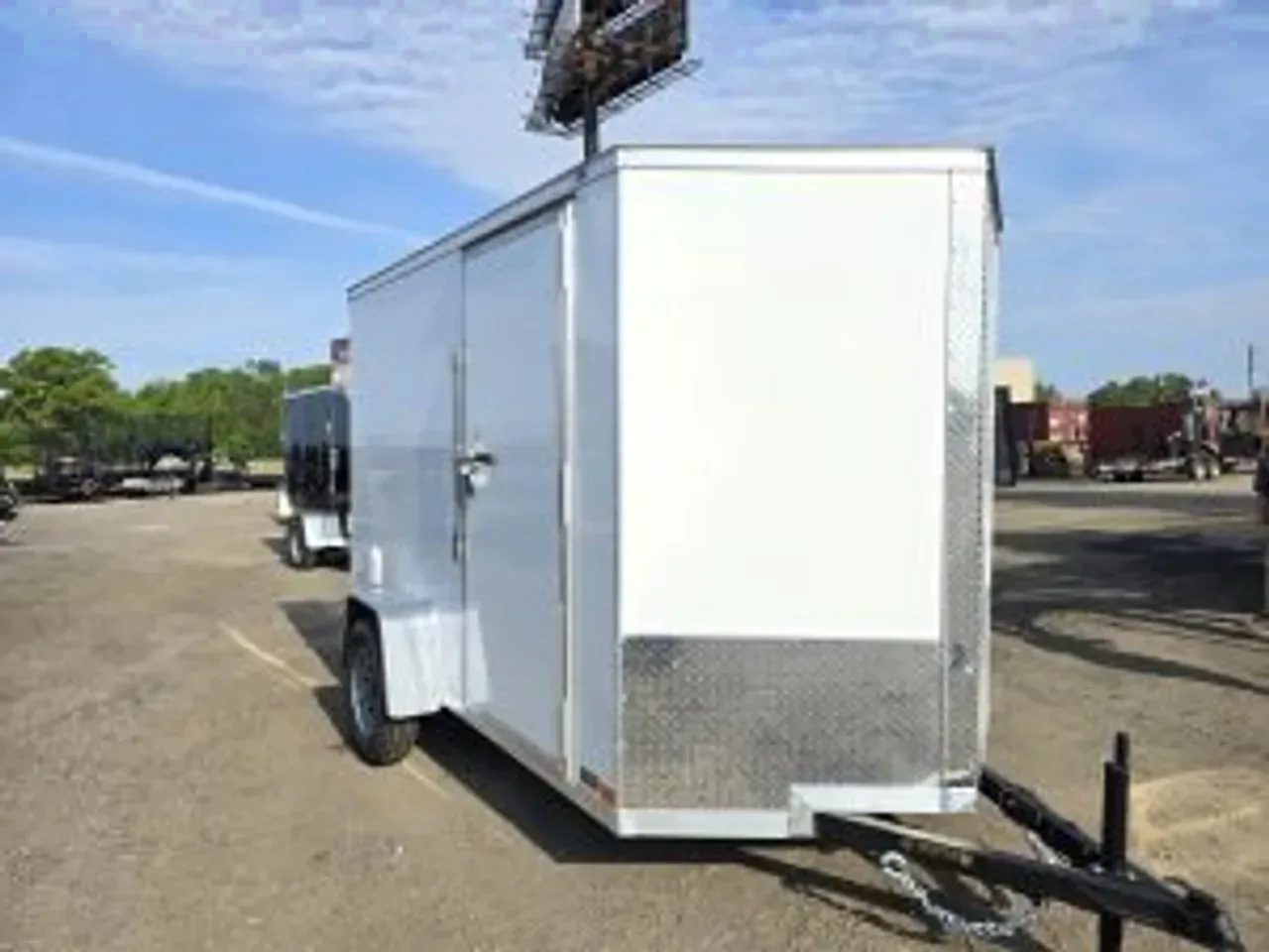 Enclosed 2027 6X10 Covered Wagon Trailers 6&amp;#215;10 Ramp door Gold Series White -ECCW610-113228 6 ft. x10 ft.