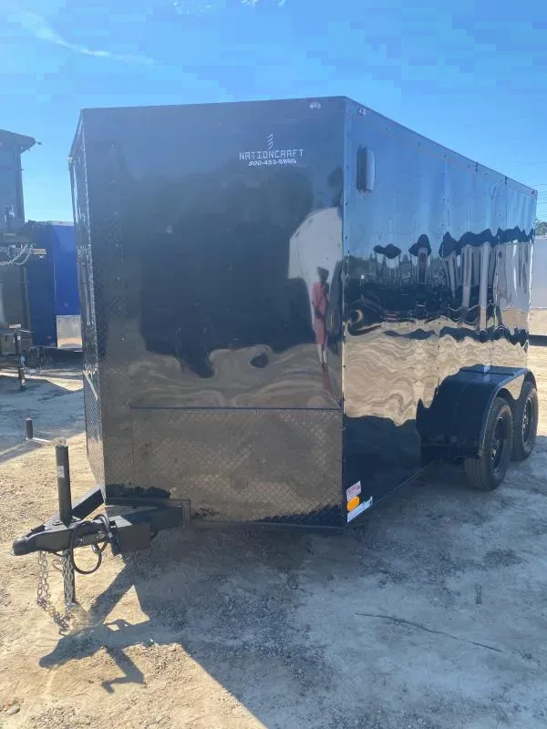 7X12 080 Black Blackout Tadem Axle Screwless Enclosed Cargo Trailer