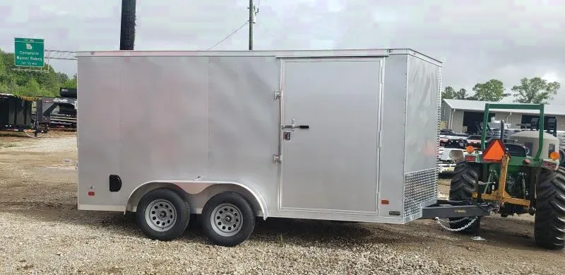 Trailer 7x14  silver W Ramp Door Enclosed Cargo screwlessTrailer