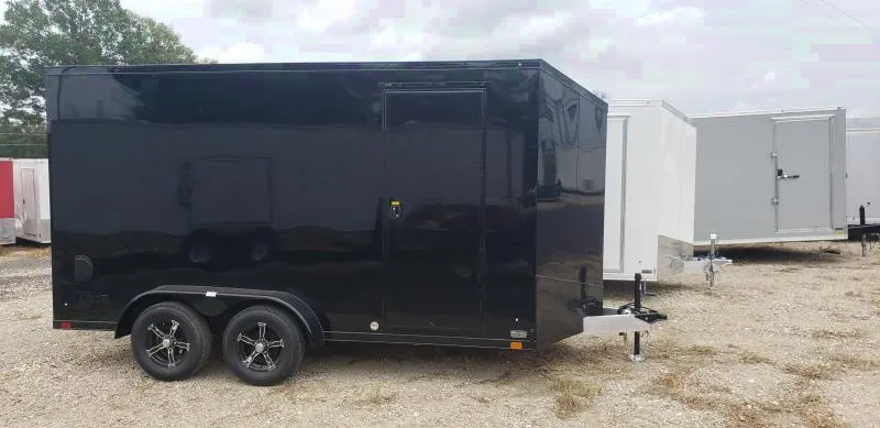2025 ATC 7x14 All-Aluminum Black Cargo Motorcycle Trailer