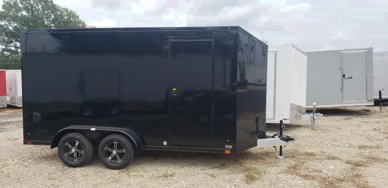 2025 ATC 7 x 14 All-Aluminum Black Cargo Motorcycle Trailer