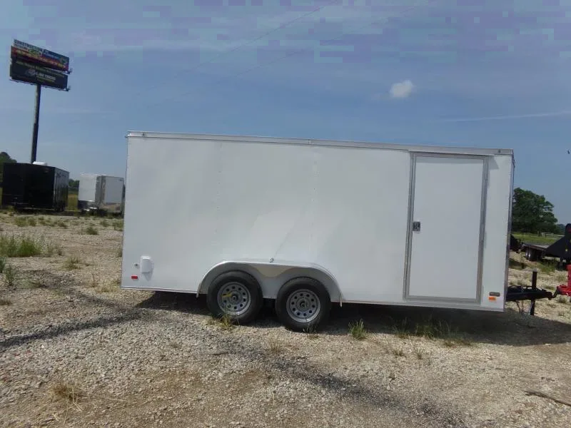 Trailer 7x16 whiter W Ramp Door Enclosed Cargo screwlessTrailer