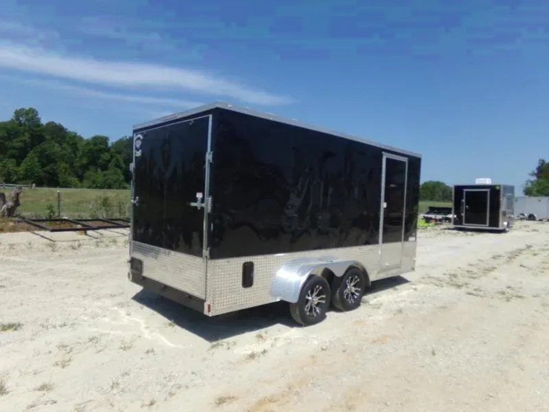 Covered Trailers 7x16 MCP black ramp door Enclosed Cargo Trailer