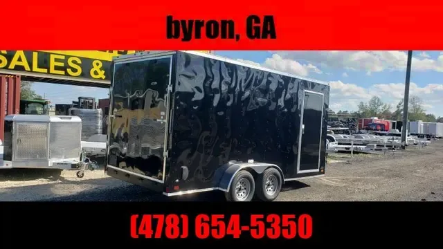 Trailer 7x16 7 ft charcoal grey W Ramp Door Enclosed Cargo screwlessTrailer