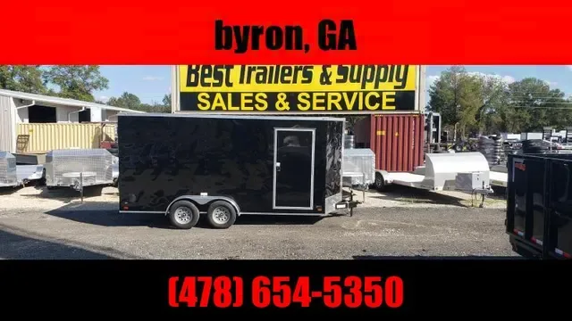 Trailer 7x16 7 ft charcoal grey W Ramp Door Enclosed Cargo screwlessTrailer