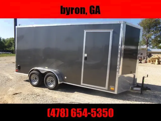 Trailer 7x16 7 ft charcoal grey W Ramp Door Enclosed Cargo screwlessTrailer
