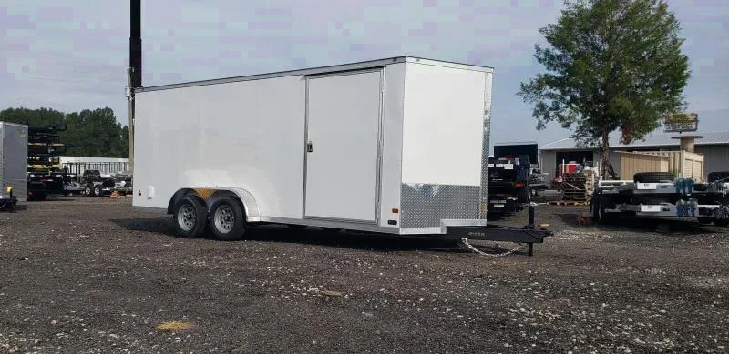 Trailer 7x18 6'6" white W/ Ramp Door Enclosed Cargo screwlessTrailer