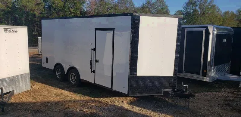 Enclosed 8.5X20 Freedom Trailers 8.5X20 White 10K Semi-Screwless Carhauler Enclosed Trailers-ECCW8520-79189 8.5 ft. x20 ft.