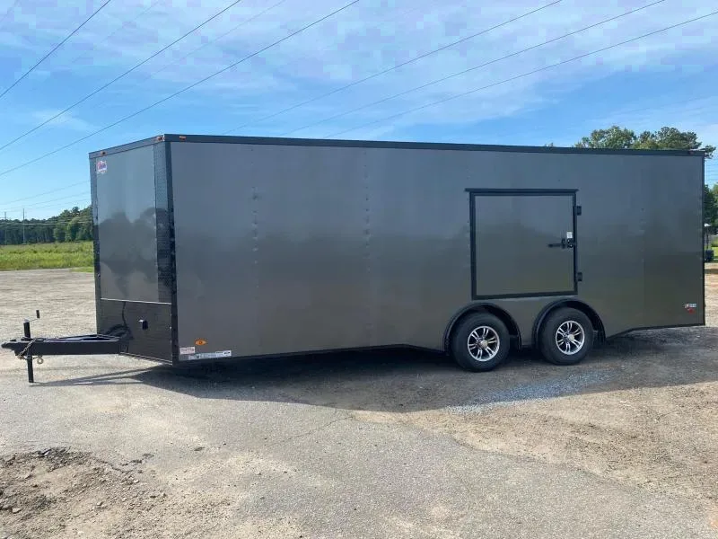 8.5x22 Charcoal Blackout Spread Axle Escape Door Ramp door Enclosed Cargo Car Hauler