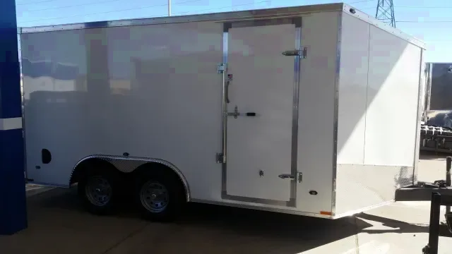 White 14ft V-Nose White Enclosed Cargo Trailer