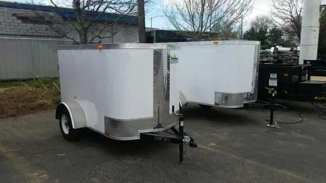 White 8ft enclosed cargo trailer-Drop Axle