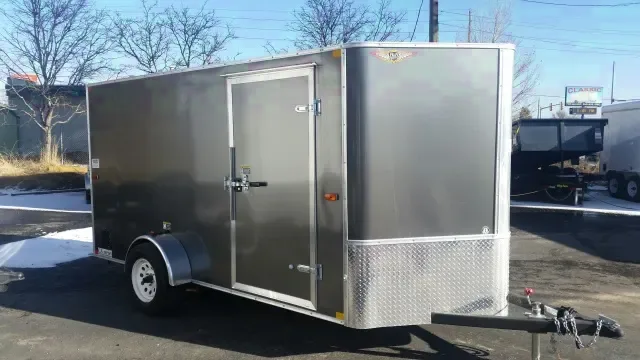 Charcoal 12ft v-nose with rear ramp gate and v-nose