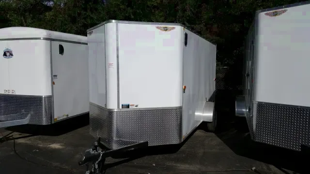 12ft semi-smooth skin white v-nose cargo TRAILER