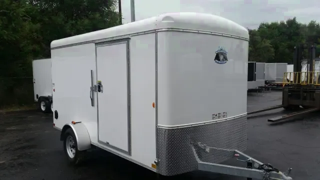 White 12ft  cargo trailer w/rear ramp door