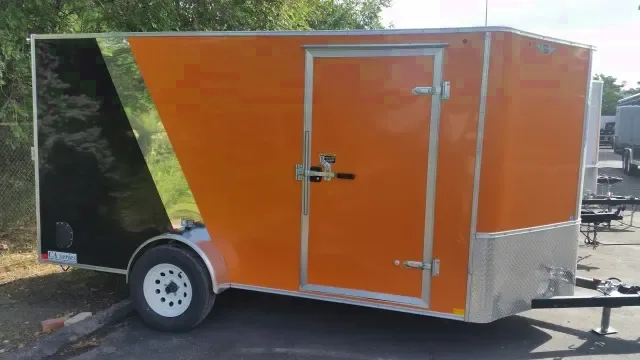 12ft v-nose cargo trailer 2-tone-orange/black