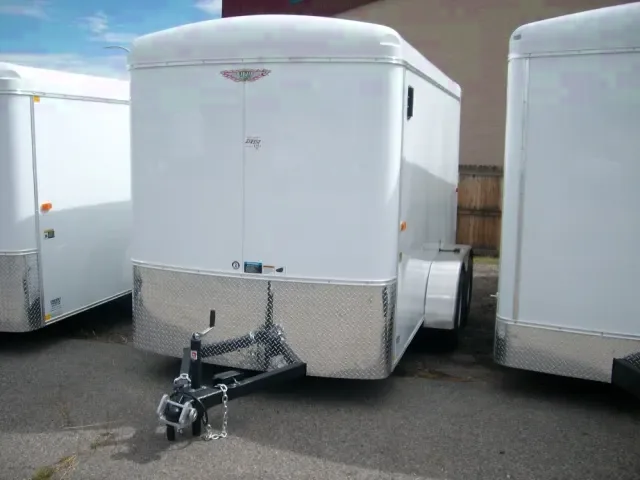 White Flat Front 12ft Tandem Axle Enclosed Trailer