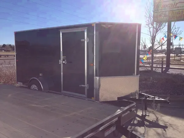 12ft Green V-nose Cargo Trailer w/Rear Ramp Door