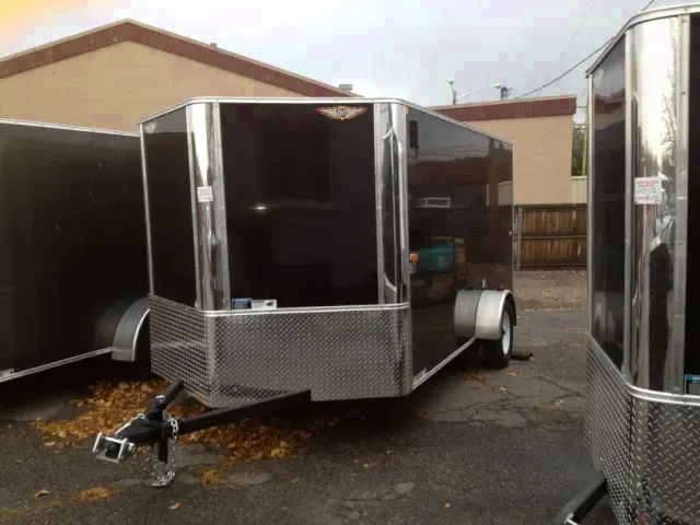 12ft v-nose Black enclosed trailer with ramp door