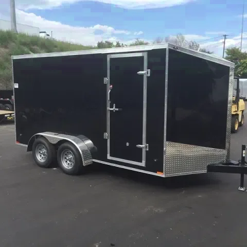 14ft black smooth skin v-nose trailer