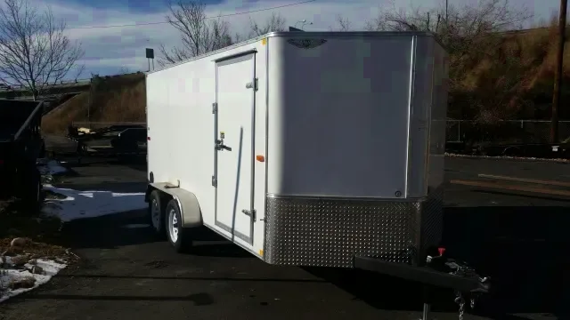 White 14ft v-nose enclosed cargo trailer