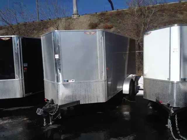 14ft v-nose  silver/black cargo trailer