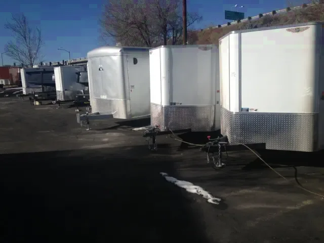 White 14ft v-nose cargo with barn doors