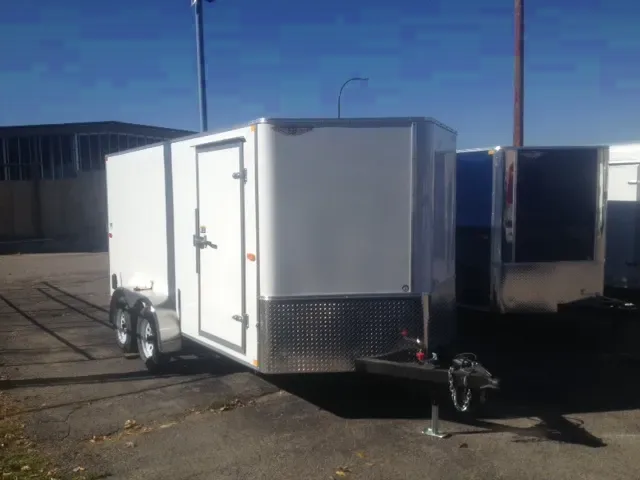 White 14ft v-nose cargo trailer w/2-3500lb axles