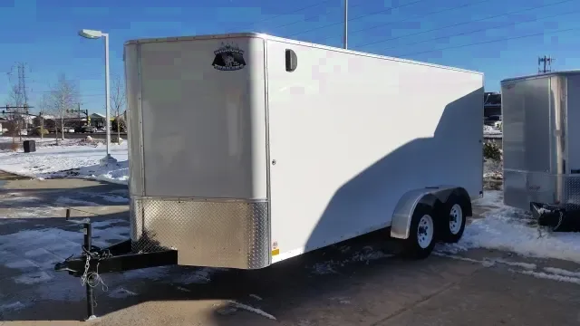 16ft V-nose Cargo Trailer -white - Rear Ramp