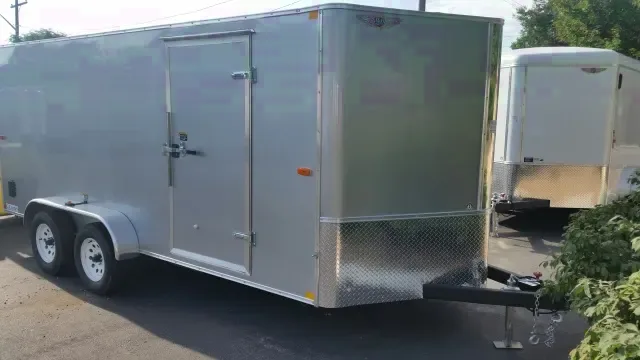 16ft Silver v-nose trailer w/2-3500lb axles and rear ramp gate