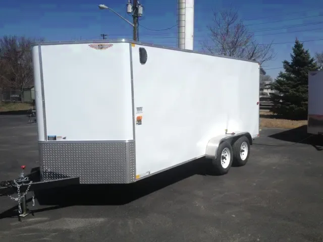 16ft v-nose cargo trailer-White-Rear Ramp