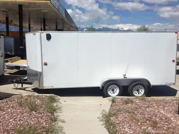 16ft V-nose White Enclosed-Double Doors