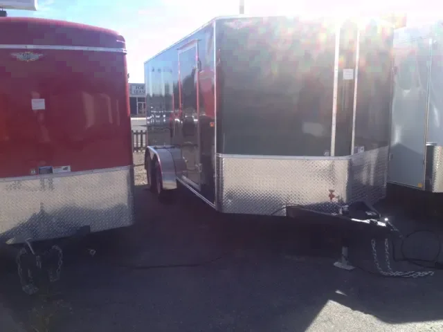 16ft v-nose enclosed trailer-Green w/rear ramp gate