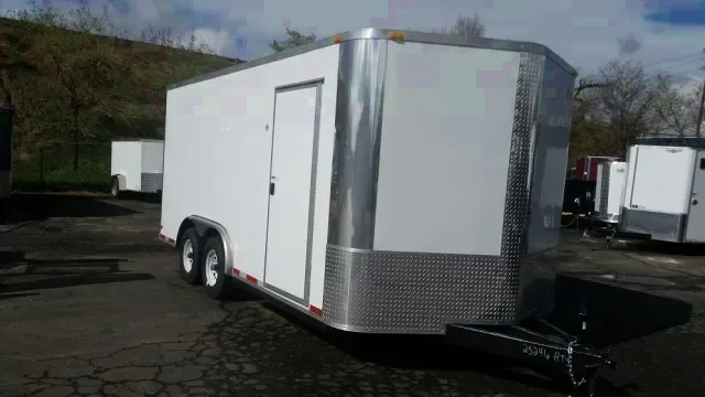 White 16ft v-nose (10k) cargo trailer