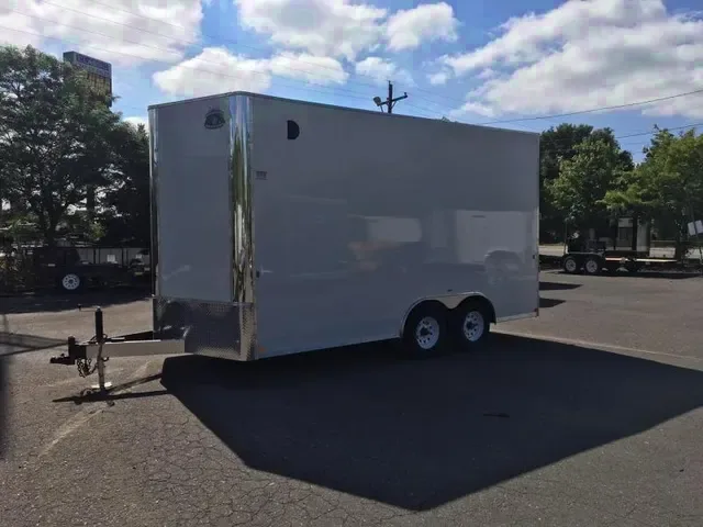 16ft Heavy Duty Cargo Trailer-White w/Ramp