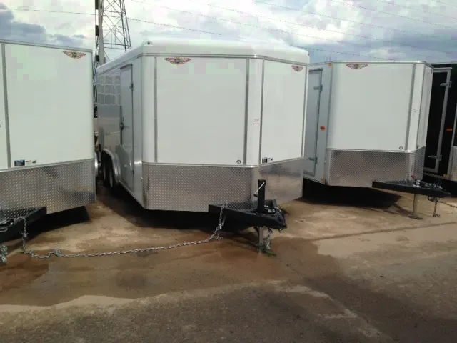 White 16ft V-nose Enclosed Trailer w/Ramp