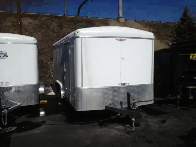 16ft Semi-Screwless White Flat Front Cargo w/Rear Ramp Gate