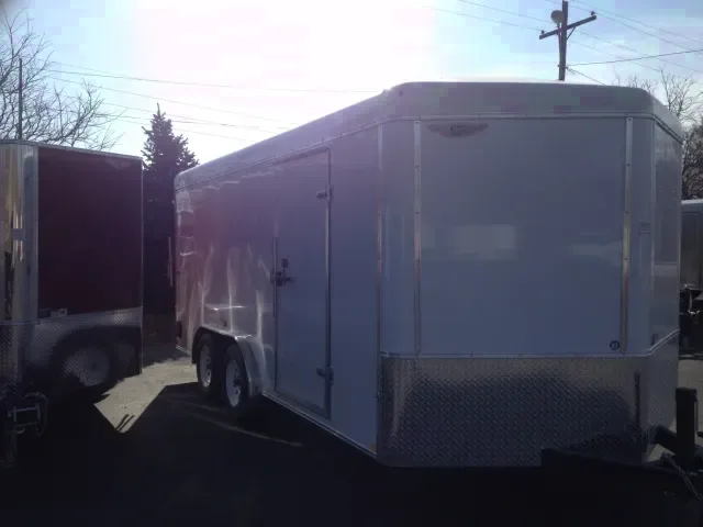 16ft v-nose cargo trailer with ramp-white