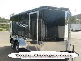 14ft V-Nose Cargo V-Nose  BLACK With Ramp-T/A