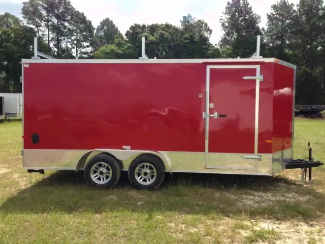 14FT TANDEM AXLE RED CONTRACTOR TRAILER