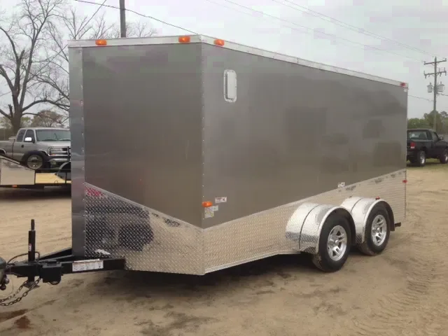 14FT PEWTER ENCLOSED CARGO TRAILER WITH V-NOSE FRONT
