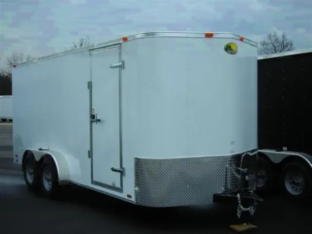 16FT White Tandem Axle Enclosed Cargo w/v-nose