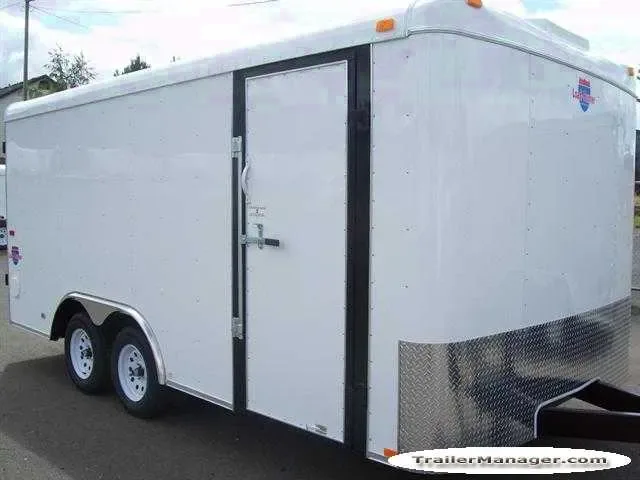 16FT  2-3500lb Axles-Brakes WHITE  With Double Door