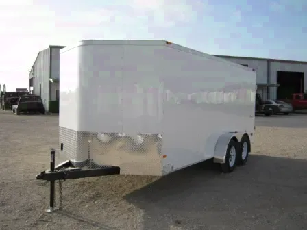 16FT T/A WHITE V-NOSE CARGO TRAILER