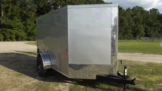 Silver Cargo Trailer with Barn Doors, 10FT