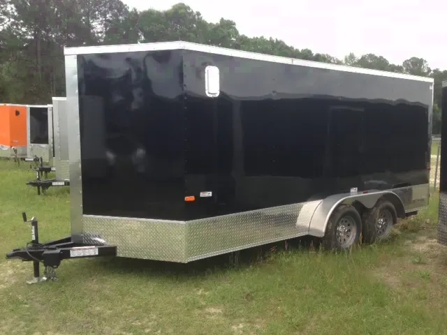 Black 16ft V-nose Cargo Trailer-Finished Interior