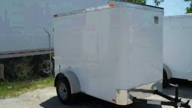 WHITE 8FT box cargo trailer-Flat front