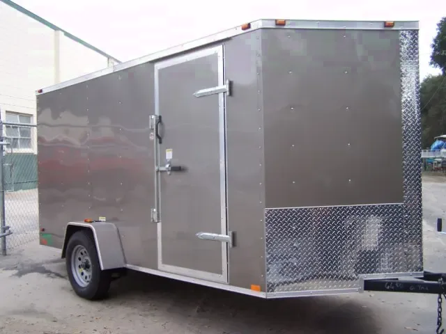 Pewter 12ft Single Axle Cargo Trailer with Rear Ramp Door