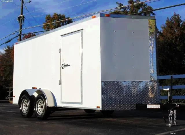 14FT WHITE CARGO TRAILER WITH REAR RAMP